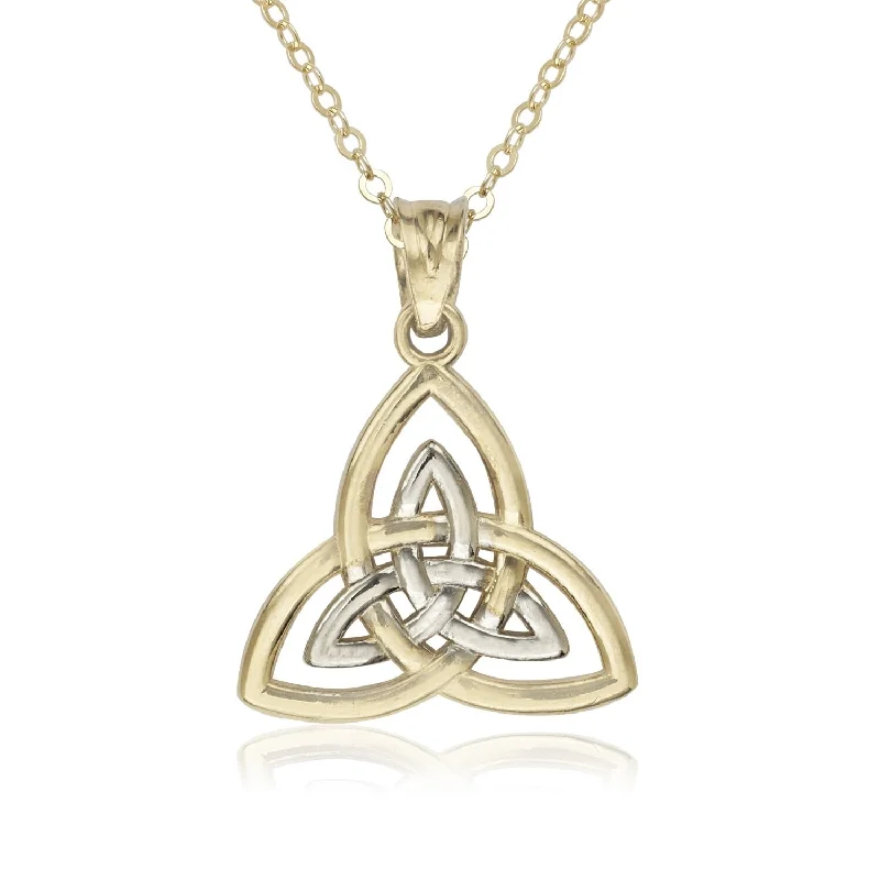 Women twist necklaces -Curata 14k Two-tone Gold 18" Celtic Trinity Knot Pendant Necklace Necklace