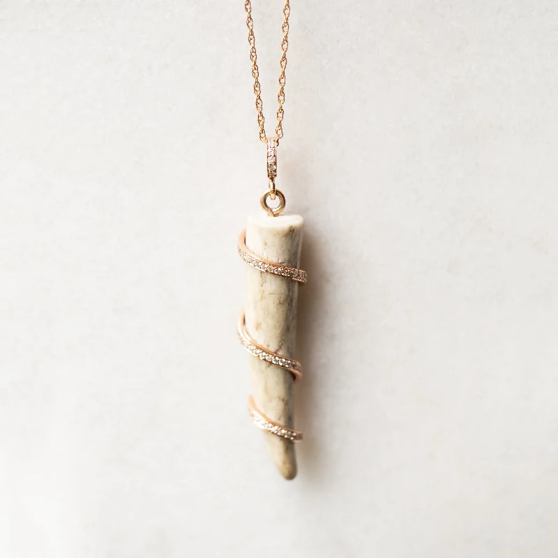 Women pearl necklaces -Diamond Wrapped Antler Necklace | 14-Karat