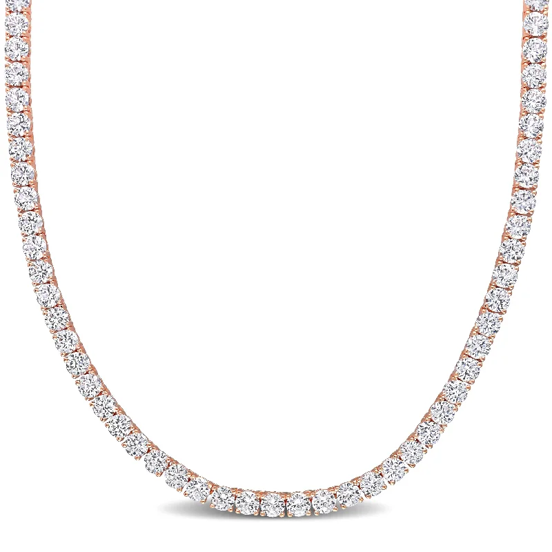 Women designer pendant necklaces -Miadora Created White Sapphire Classic Tennis Necklace in Rose Plated Sterling Silver