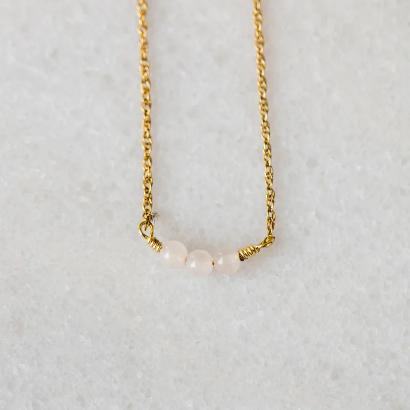 Women delicate gold necklaces -Blush Pink Splash Necklace