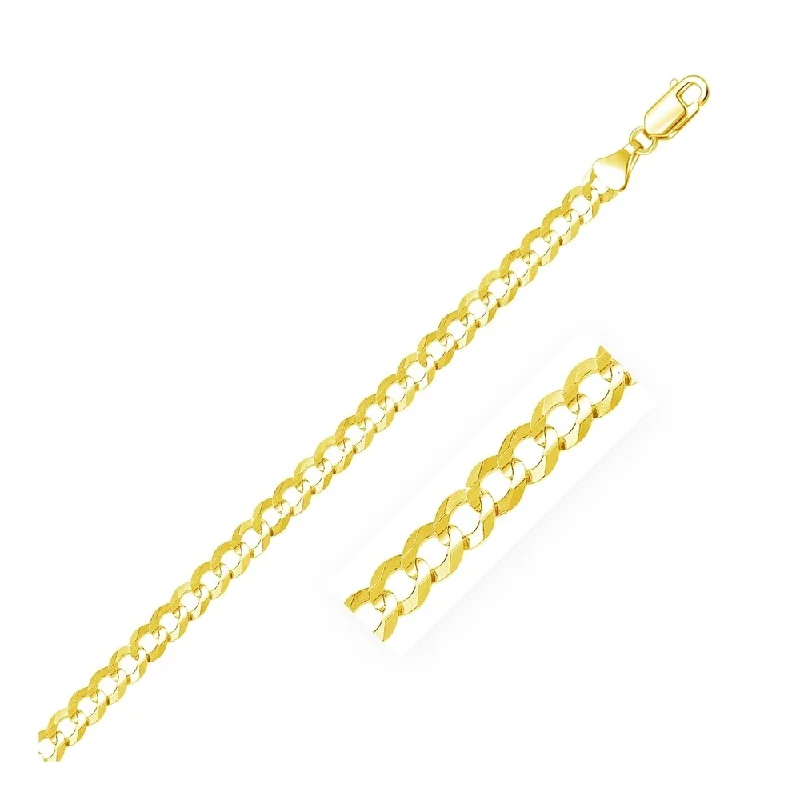 Women crystal bangles and bracelets -5.7mm 14k Yellow Gold Solid Curb Bracelet