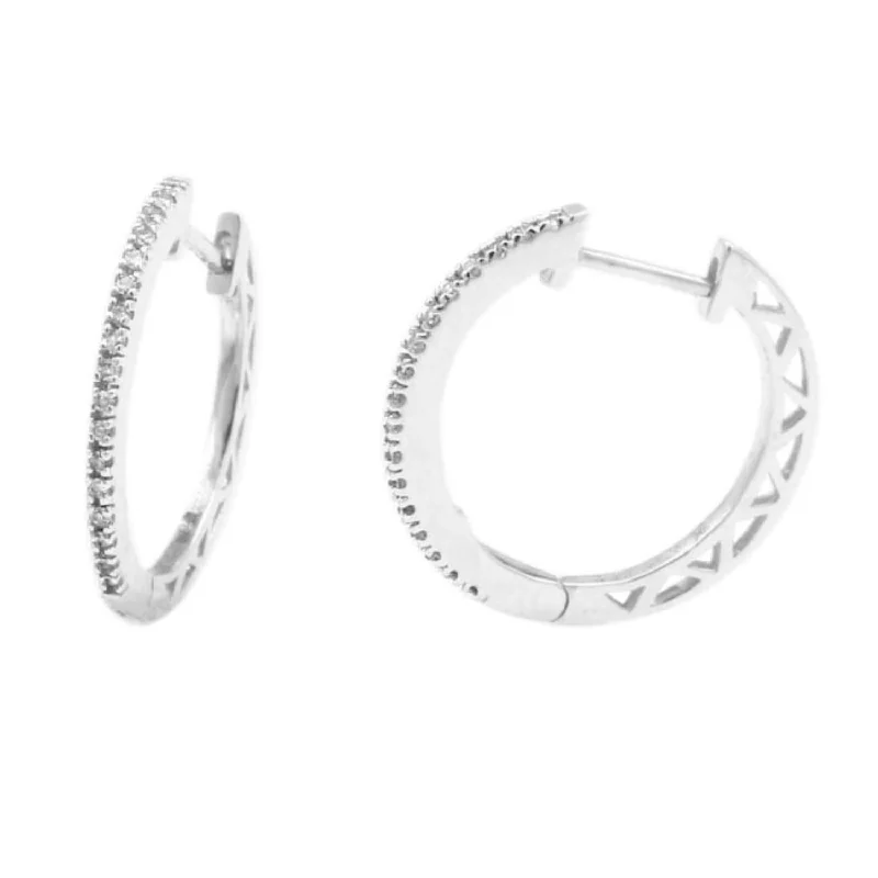 Women crystal earrings -1/10 CTW Diamond Hoop Earrings in 10KT White Gold