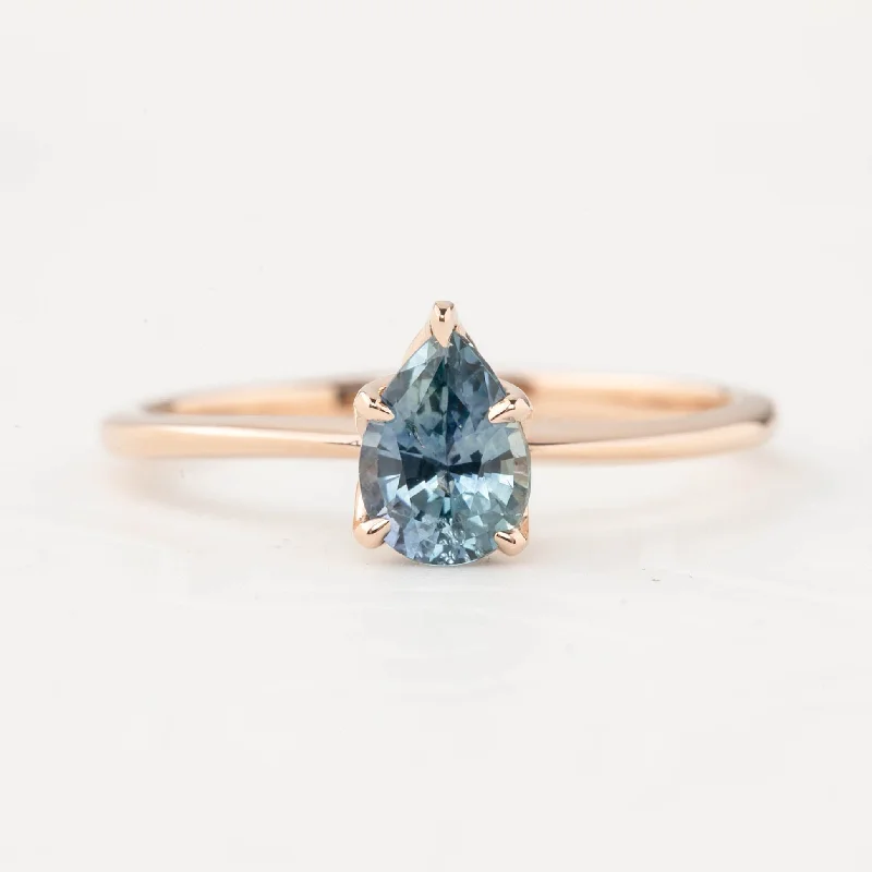 Women stylish engagement rings -Sara Ring 0.86ct Light Blue Teardrop Montana Sapphire, 14k Rose Gold (One of a kind)