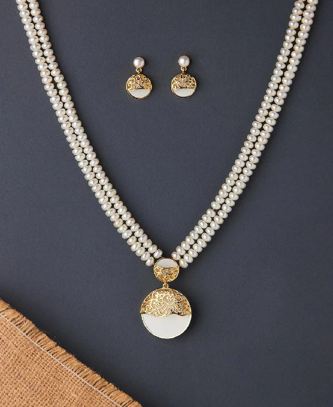 Women stacked necklaces -Trendy Real Pearl Necklace Set