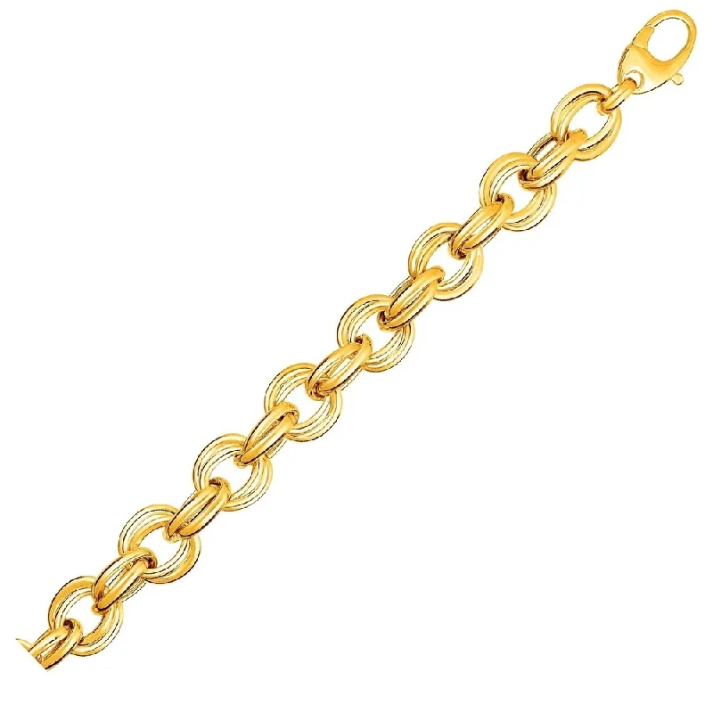 Women sleek bangles and bracelets -Twisted Double Link Bracelet in 14k Yellow Gold