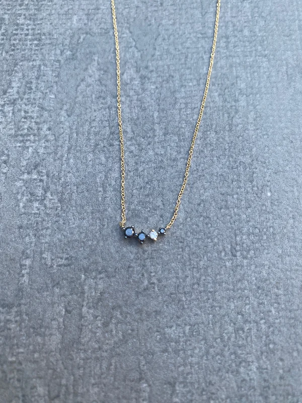 Women dainty necklaces -14k Gold Necklace with Graduated Black Diamonds