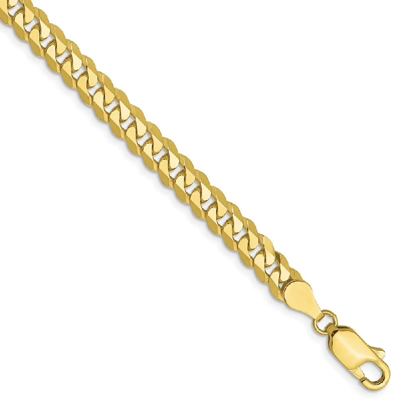 Gold bangles and bracelets for women -Leslie's 10k Yellow Gold 4.6mm Flat Beveled Curb Chain Bracelet, 7"