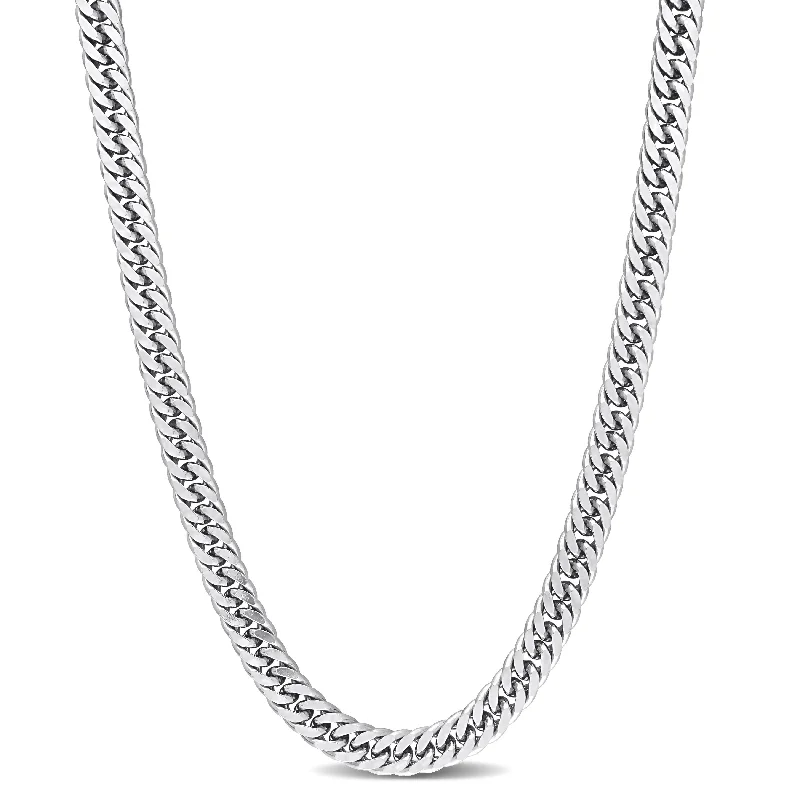 Women romantic necklaces -Miadora Sterling Silver Double Fancy Curb Link Necklace