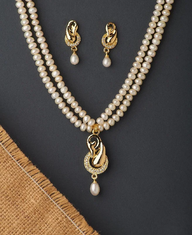 Women matching charm necklaces -Trendy Real Pearl Necklace Set