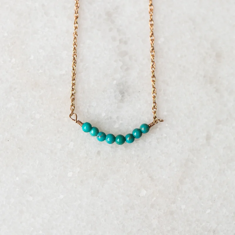 Women luxurious gemstone necklaces -Turquoise Bar Necklace | 14-Karat