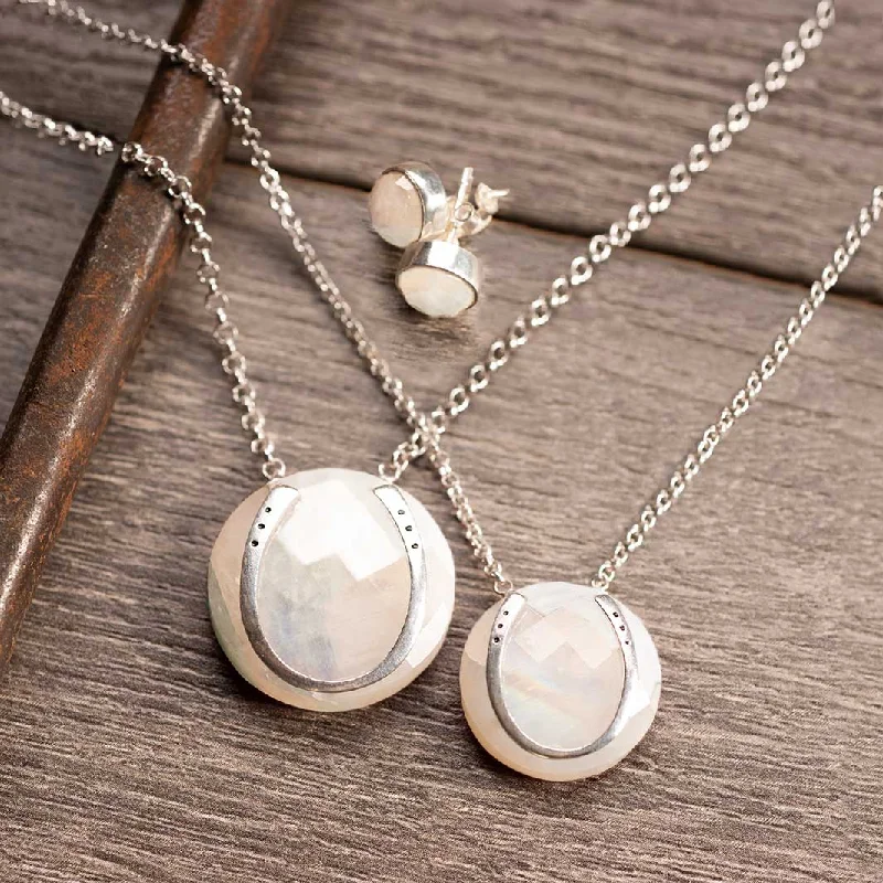 Women multi-stone necklaces -Moonstone Horseshoe Necklace