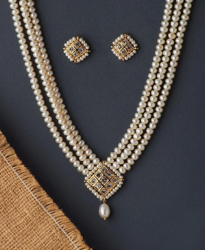 Women luxury chain necklaces -Regal Real Pearl Necklace Set