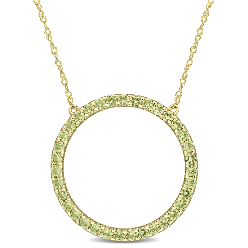 Women luxury chain necklaces -Miadora 10k Yellow Gold Peridot Circle of Life Birthstone Necklace