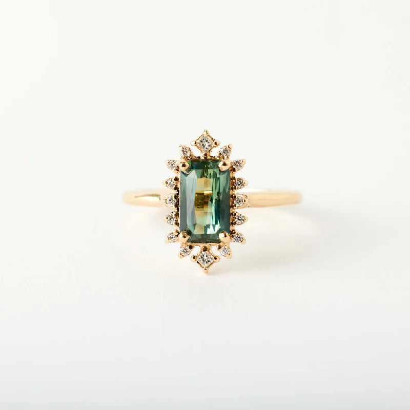 Women rose gold engagement rings -Eloise Ring - 1.53 Carat Teal Radiant Sapphire