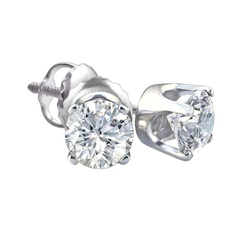 Women gold hoop earrings -Royale 1/3 CTW Diamond Solitaire Stud Earrings in 14KT White Gold