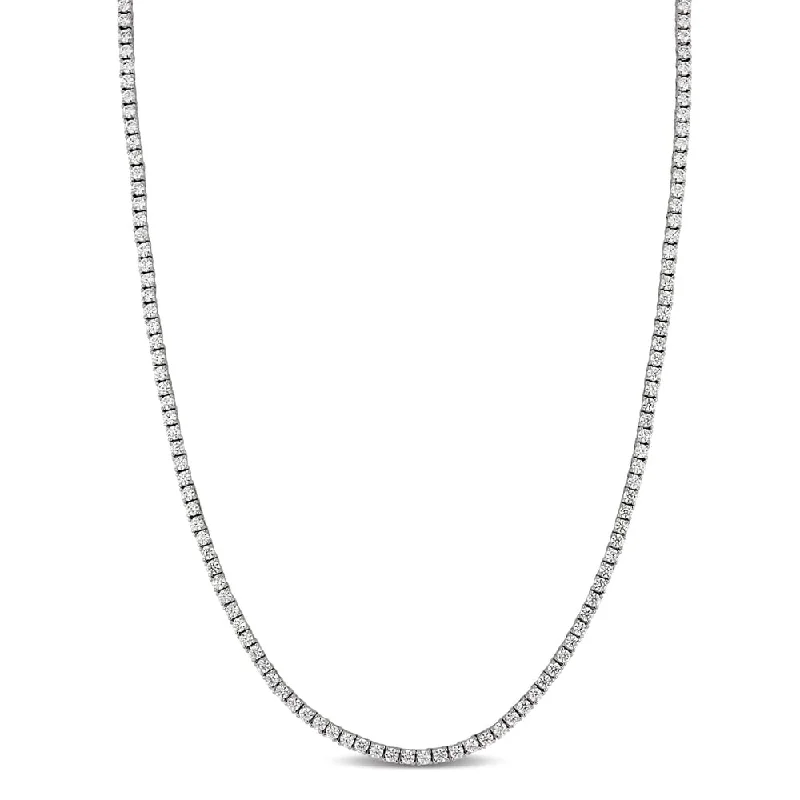 Women retro-inspired necklaces -32 1/3 TW Cubic Zirconia Classic Tennis Necklace in Sterling Silver by Miadora