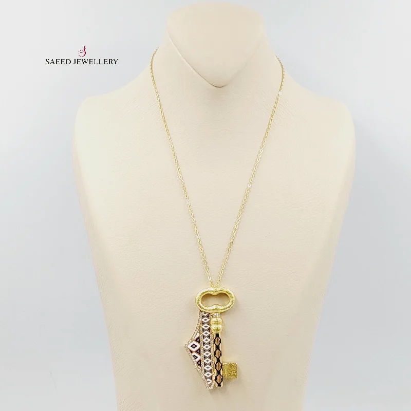 Women dainty necklaces -Enameled & Zircon Studded Palestine Necklace