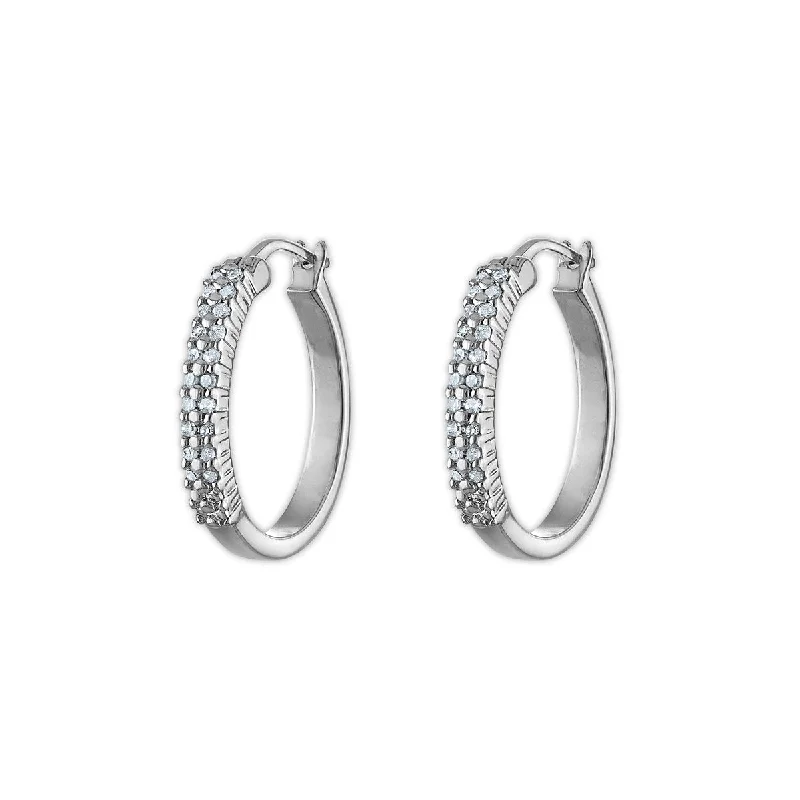 Women statement gemstone earrings -1/5 CTW Diamond Hoop Earrings in Sterling Silver