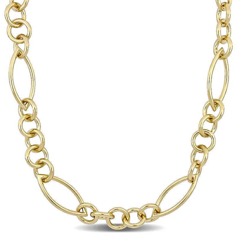 Women statement necklaces -Miadora Yellow Plated Sterling Silver Fancy Link Chain Necklace