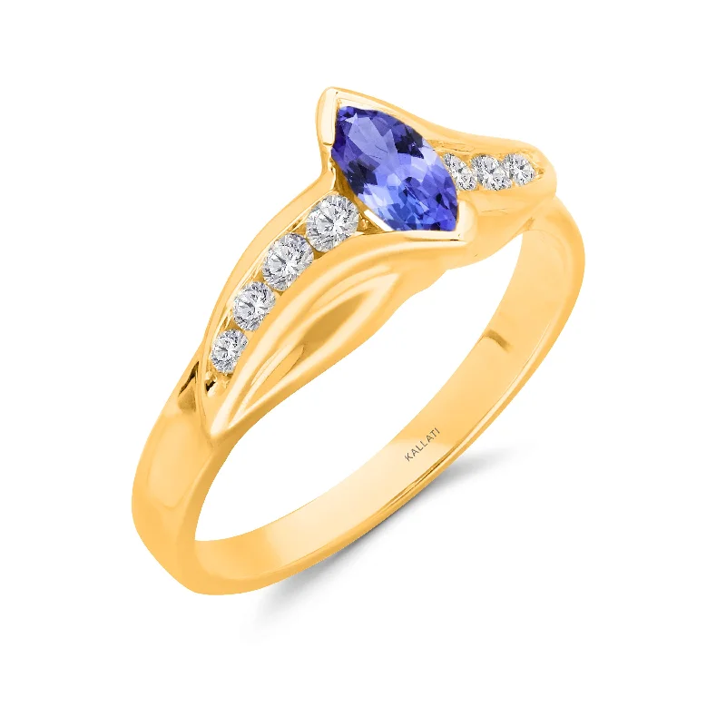 Women handmade engagement rings -Kallati Tanzanite Diamond Ring