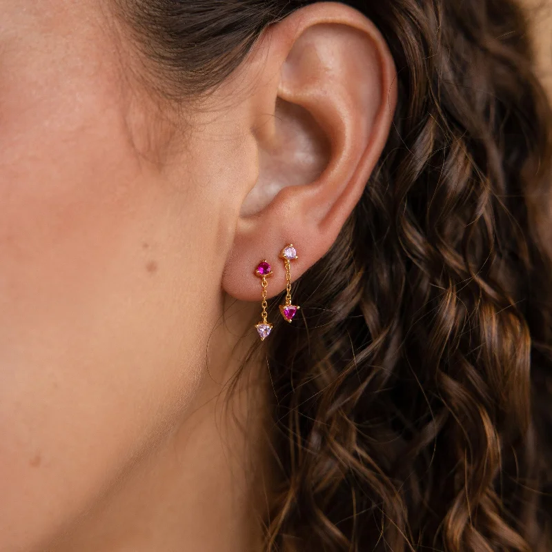 Women clip-on earrings -Mixed Pink Drop Earrings