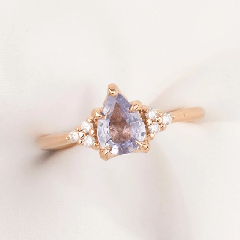 Women zodiac engagement rings -Teresa Ring 0.81ct Lavender Blue Madagascar Sapphire, 14k Rose Gold (One of a kind)