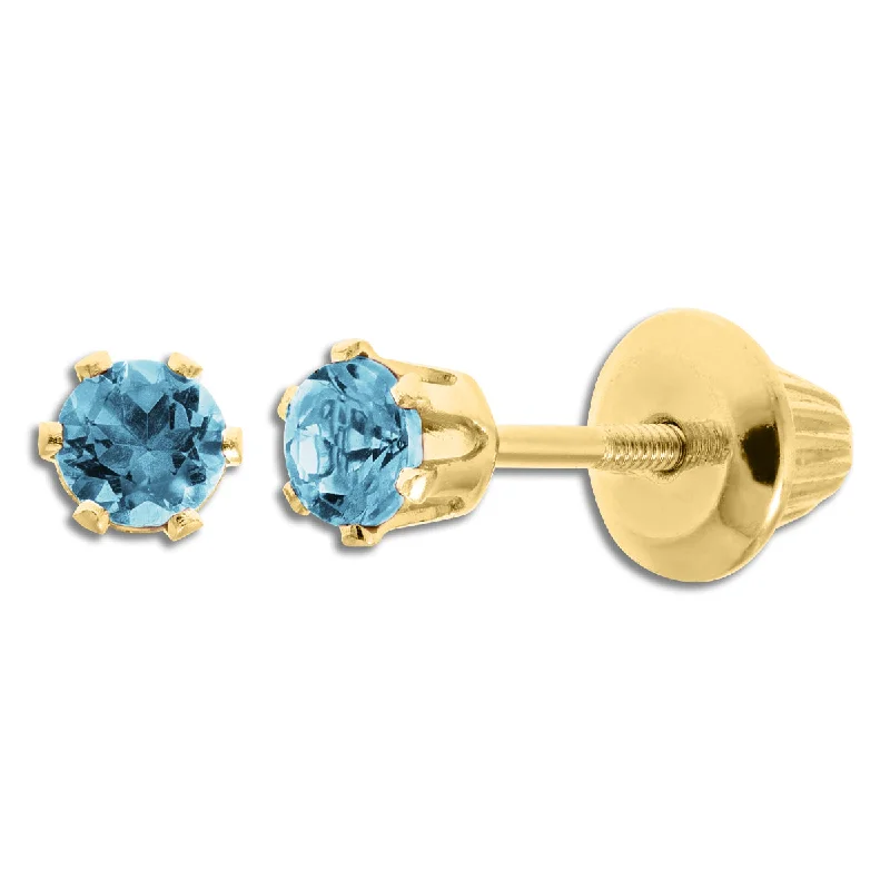 Custom earrings for women -Kiddie Kraft 14KT Yellow Gold Round Topaz Childrens Birthstone Stud Earrings