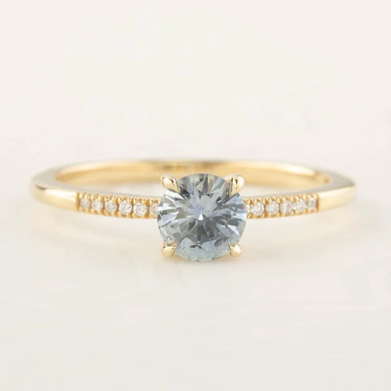 Women multi-strand engagement rings -Audrey Ring 0.70ct Light Blue Round Montana Sapphire