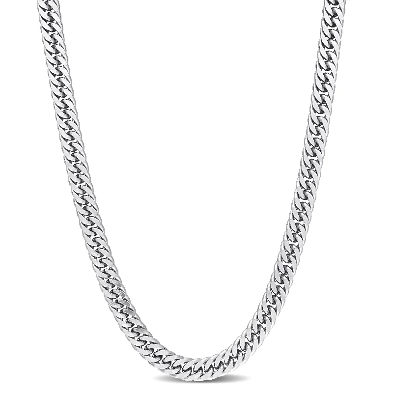 Women trendy pendant necklaces -Miadora Sterling Silver Double Fancy Curb Link Necklace