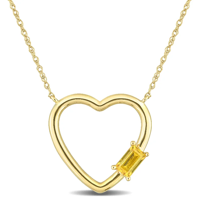 Women trendy pendant necklaces -Miadora 10k Yellow Gold Yellow Sapphire Heart Necklace