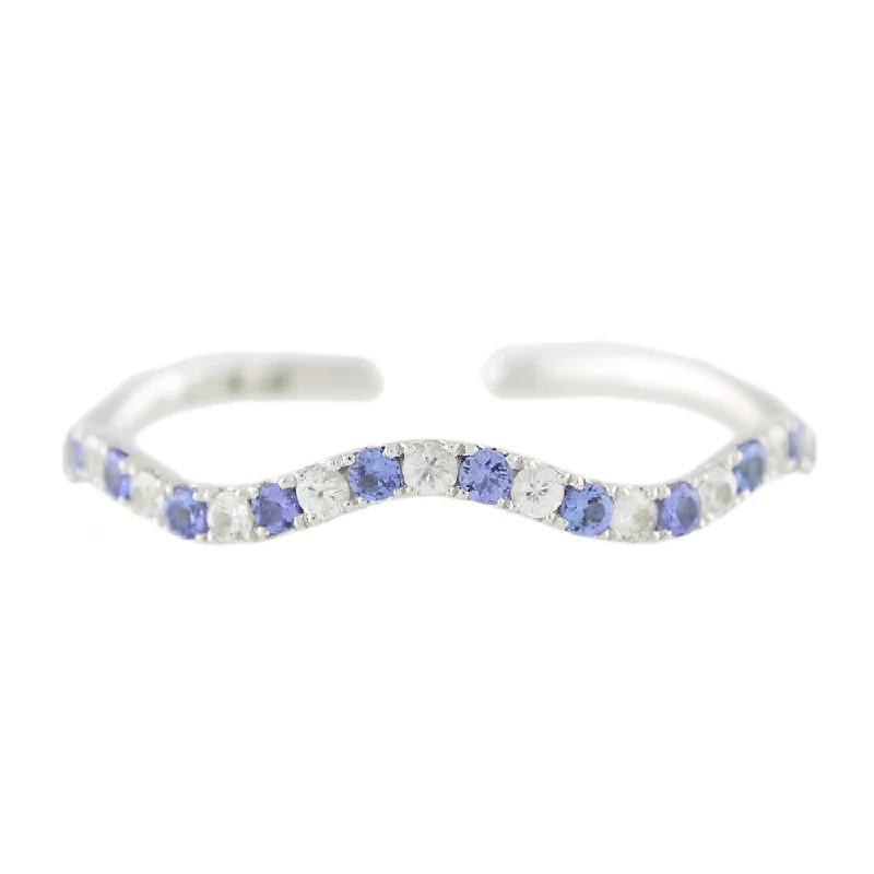 Women boho bangles and bracelets -Sterling Silver 8 1/3ct TGW Tanzanite and White Zircon Bracelet