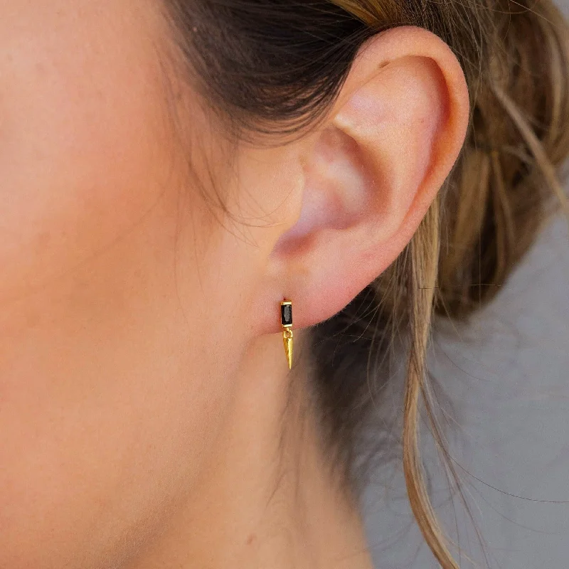 Women dangling gemstone earrings -Onyx Dagger Drop Earrings