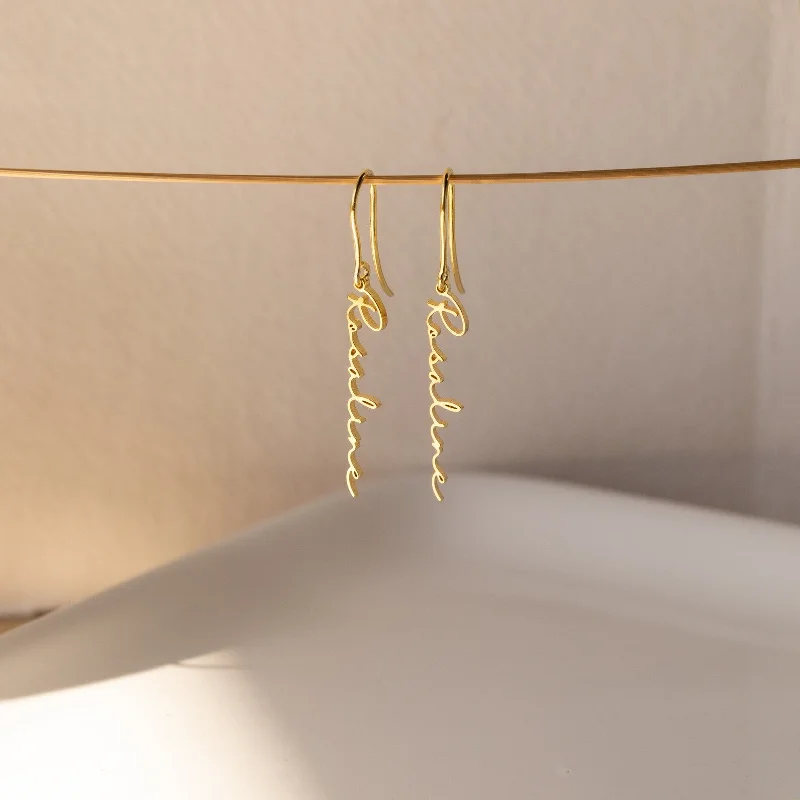 Women elegant earrings -Hallie Dangling Name Earrings