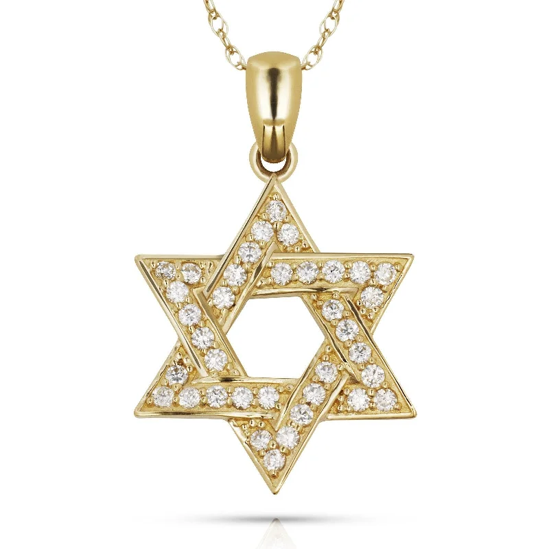 Women stylish pendant necklaces -Curata 14k Gold 18" Round Cubic Zirconia Jewish Star of David Pendant Necklace