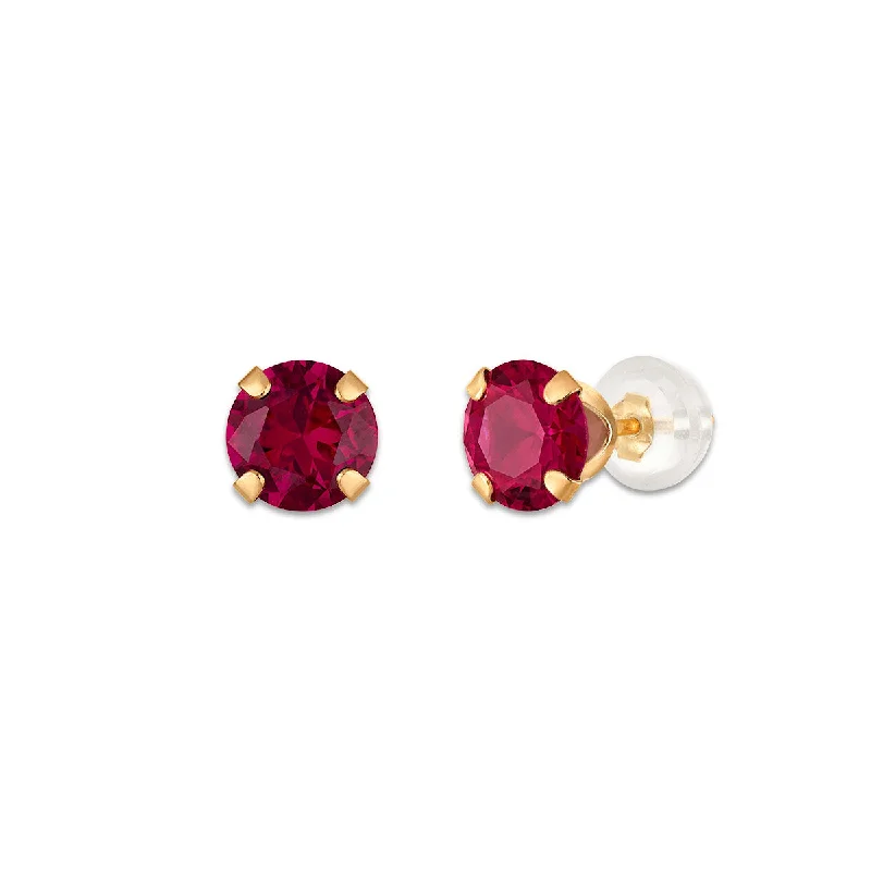 Women statement earrings -Ruby Birthstone Stud Earrings in 10KT Gold