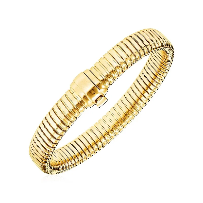 Women modern bangles and bracelets -14k Yellow Gold 7 1/2 inch Cable Textured Bracelet