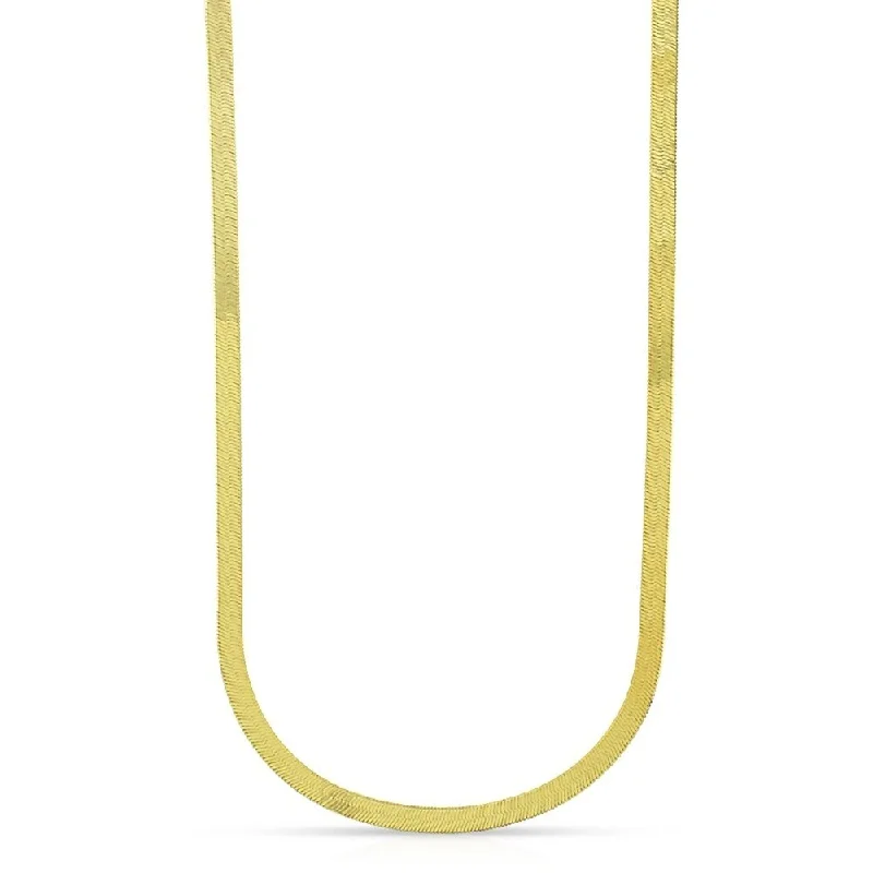 Women engraved necklaces -10k Yellow Gold 3mm Imperial Herringbone Chain Necklace 16" - 24"