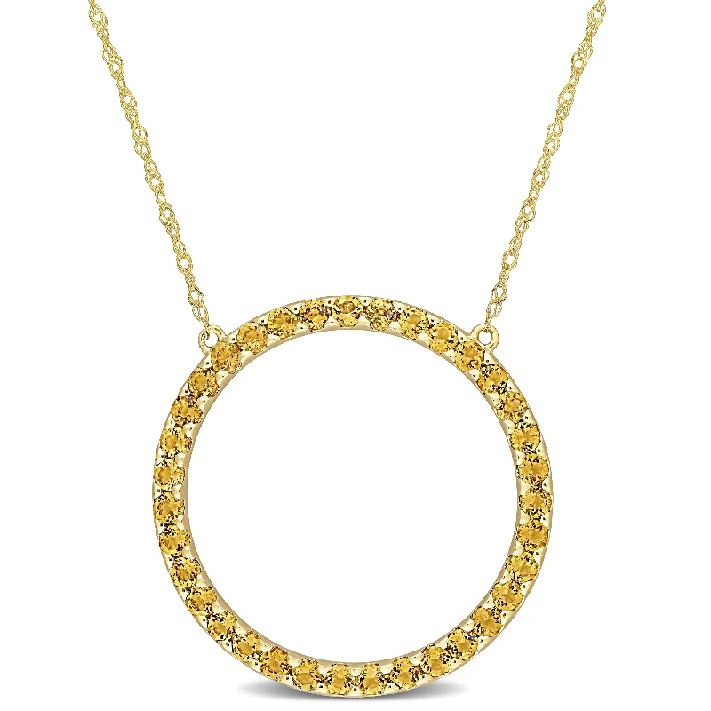 Women cubic zirconia necklaces -Miadora 10k Yellow Gold Citrine Circle of Life Birthstone Necklace - 25.7 mm x 17 inch x 25.7 mm - 25.7 mm x 17 inch x 25.7 mm