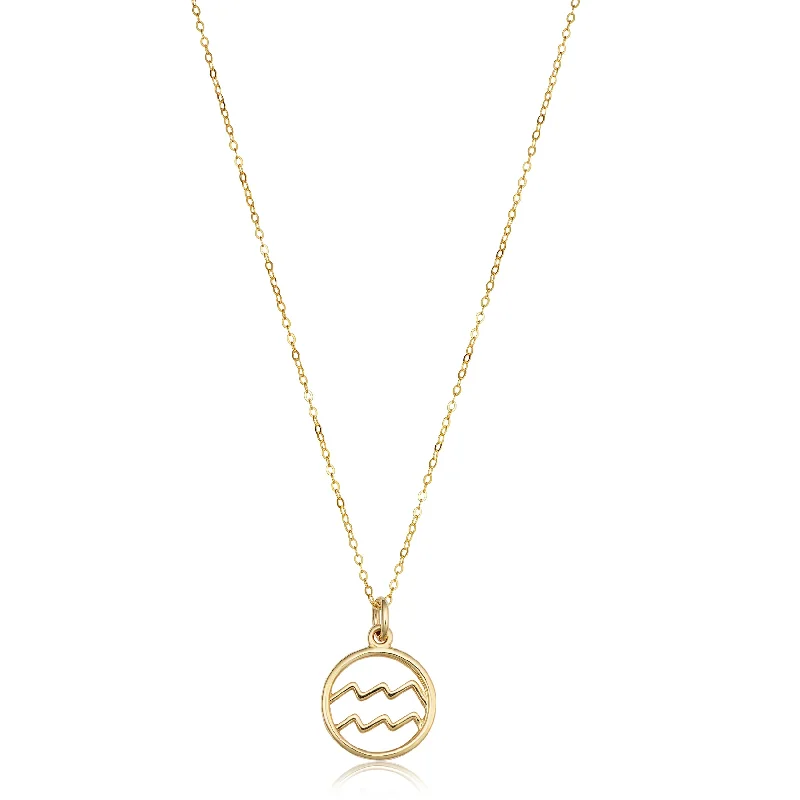 Women cubic zirconia necklaces -Zodiac Celestial 14K Yellow Gold Necklace 17" Chain by Joelle Jewelry