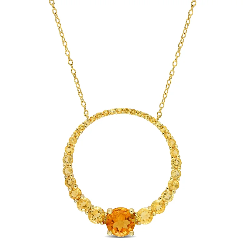 Women boho necklaces -Miadora Citrine and Madeira Citrine Open Circular Necklace in Yellow Plated Sterling Silver