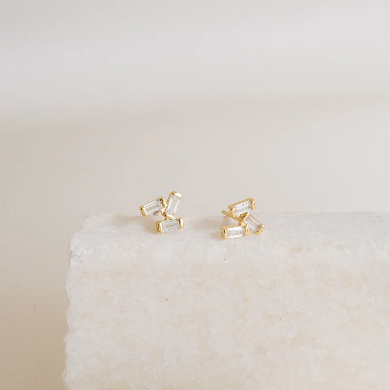 Women clip-on earrings -Glacier Diamond Studs