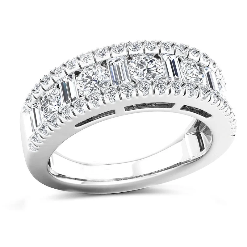 Women trendy beaded engagement rings -1.50ctw Diamond Ring