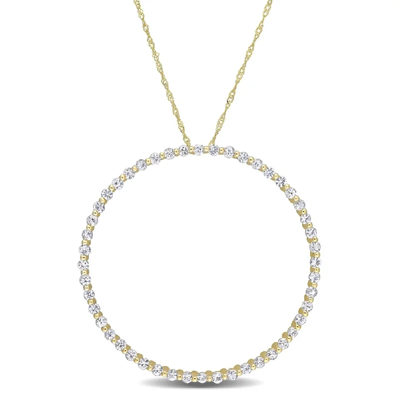 Women matching necklace sets -Miadora 10k Yellow Gold White Sapphire Circle of Life Necklace