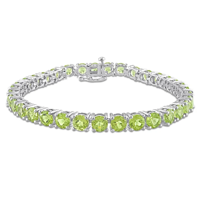 Women pearl and gold bangles and bracelets -Miadora 19 5/8ct TGW Peridot Tennis Bracelet Sterling Silver