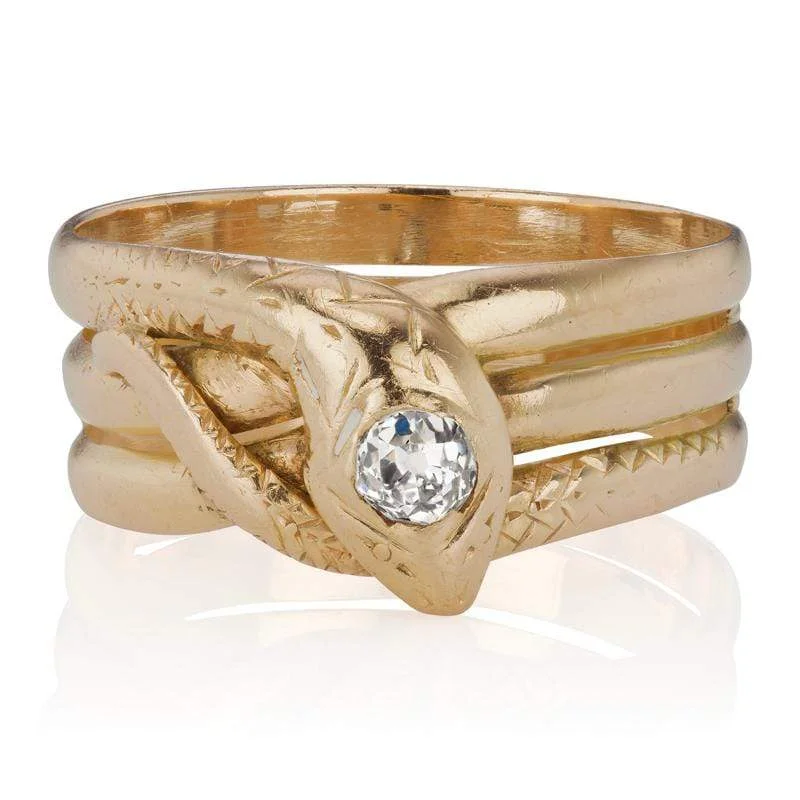 Women luxurious diamond rings -Serpent