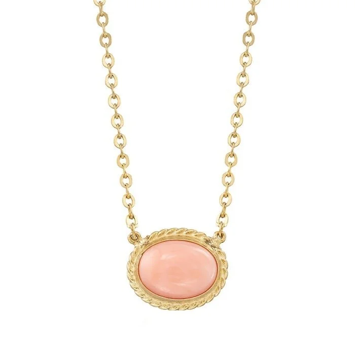 Women multi-layer necklaces -Gold Over Sterling Silver with Pink Opal Solitaire Pendant Necklace