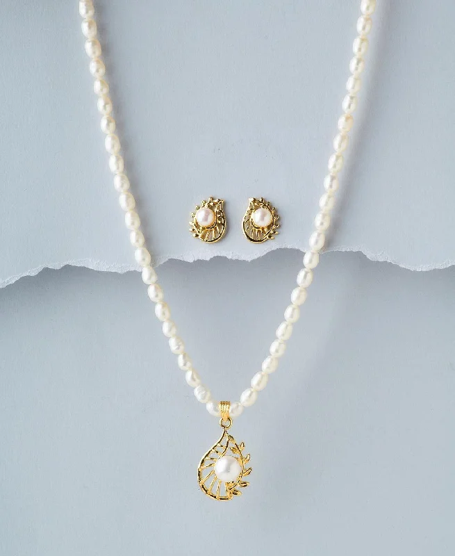 Women heart-shaped necklaces -Trendy Real Pearl Necklace Set