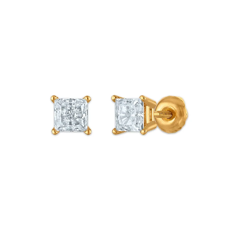 Women statement pearl earrings -EcoLove 1 CTW Lab Grown Diamond Stud Earrings in 10KT Yellow Gold