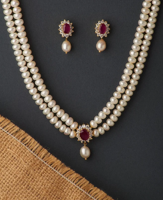 Women luxury chain necklaces -Ravishing Real Pearl Necklace Set