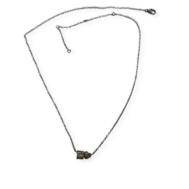 Women beaded necklaces -Silver Double Diamond Layering Necklace